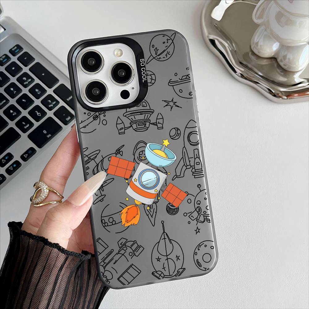 Cool Astronaut Anime Phone Case For Apple 11 12 13 14 15 16Pro Max Plus Protect Plating Phone Cover