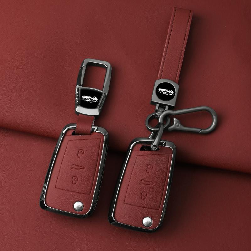 Zinc Alloy Leather Car Key Case For Vw Volkswagen Polo Golf 7 Gti Mk7 Tiguan Passat For Seat Ateca Leon For Octavia A7 Skoda