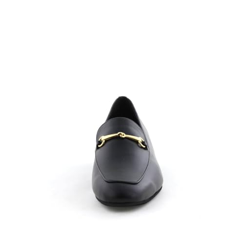 Genuine Leather Cushioned Soft Flat HIMIKO Himiko Square Toe Bit Loafers 651315 Black 235