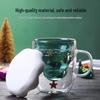 Chaxun Doppelwandige isolierte Weihnachtsglas-Kaffeetasse mit Deckel