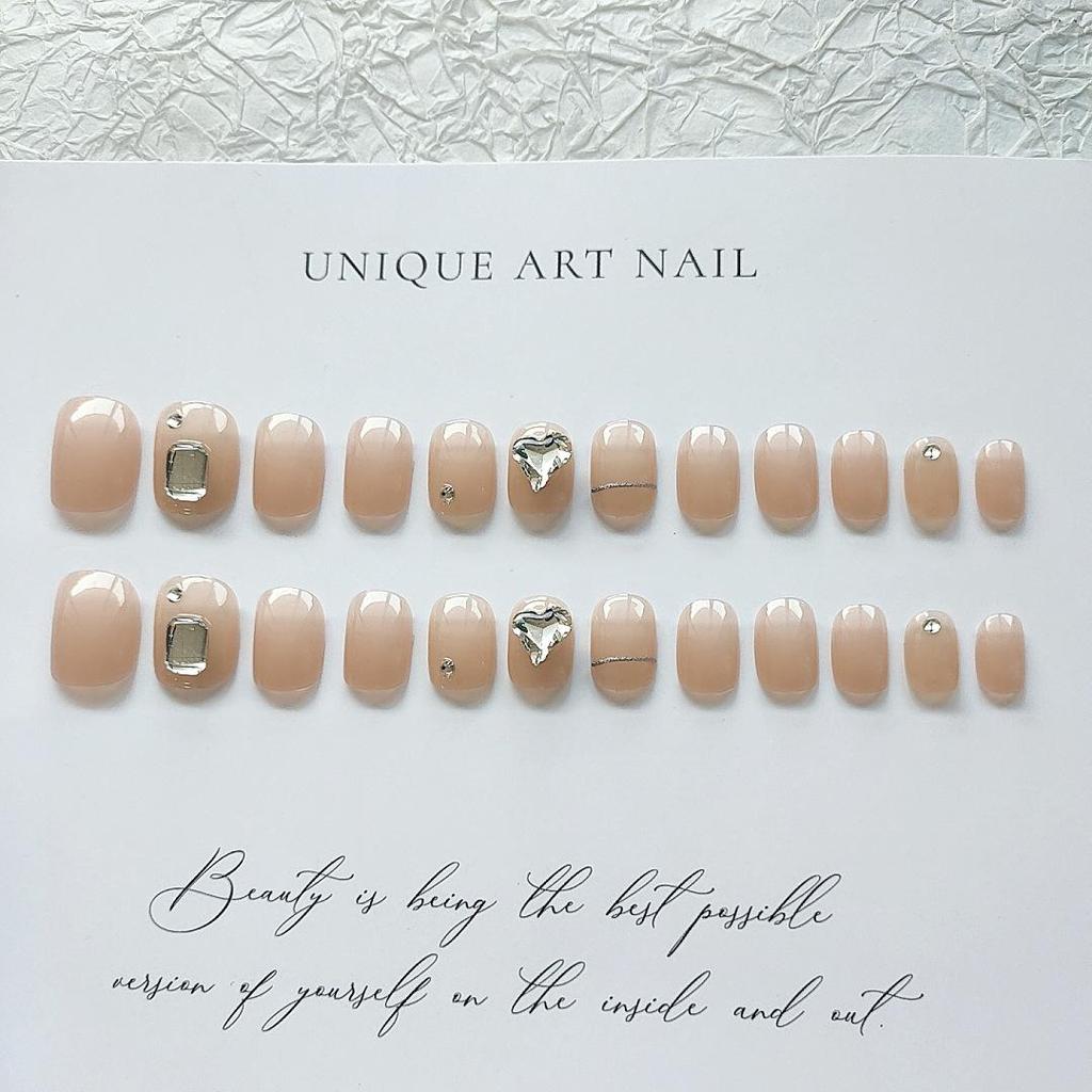 A540 Big Diamond Short Wearable Nails - Glitter Nail Stickers & Whitening Phototherapy False Nail Patches