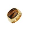 Fashion Punk Goldene Farbe Tigerauge Braune Steine Ringe Für Männer Frauen Klassische Einfache Edelstahl Stein Ring Partei Schmuck