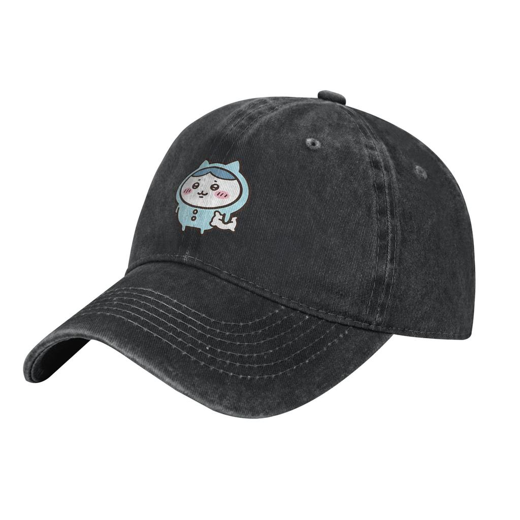 Vintage Blue Hachiware Chiikawa Cute  Baseball Caps Distressed Denim Cap  Outdoor Activities Adjustable Fit Hats Cap