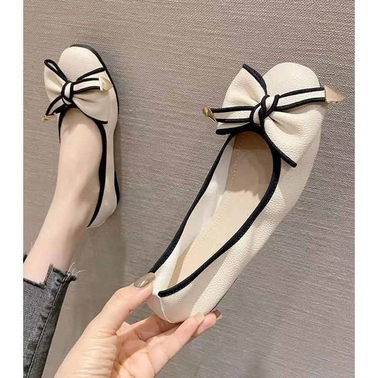 Flat-soled Single Shoes Shallow-mouth Doudou Shoes Women's 2025 New Autumn Soft-soled Casual Women's Shoes 35 To 40 Egg Roll Shoes