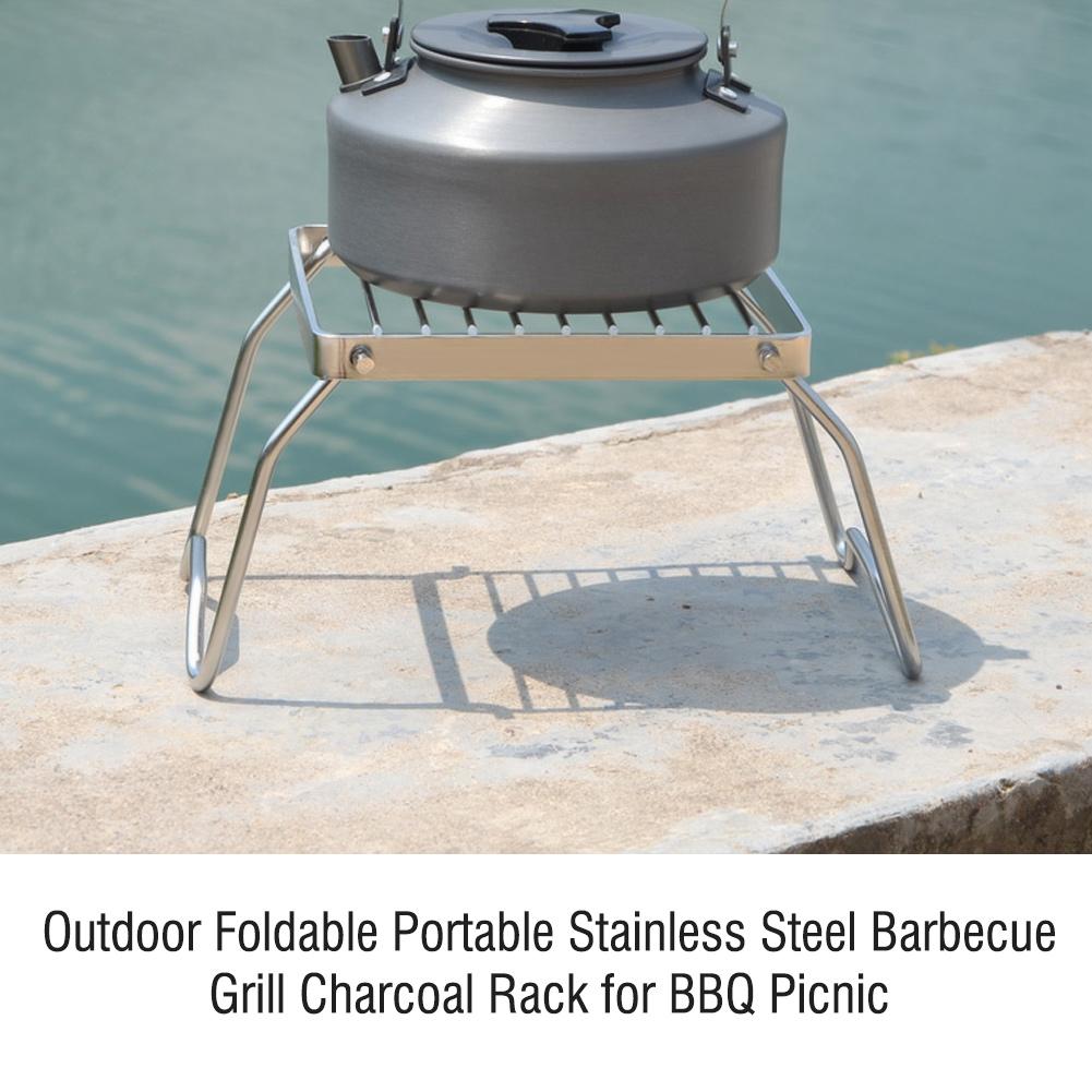 Outdoor Foldable Portable Stainless Steel Barbecue Grill Charcoal Rack for BBQ Picnic