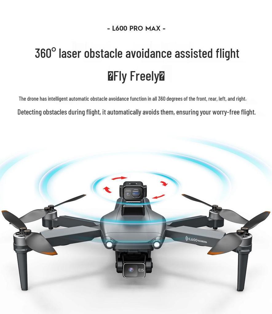 L600 PRO MAX Drone: Three-Axis Gimbal, Electronic Stabilization, Anti-Shake, Laser Obstacle Avoidance.