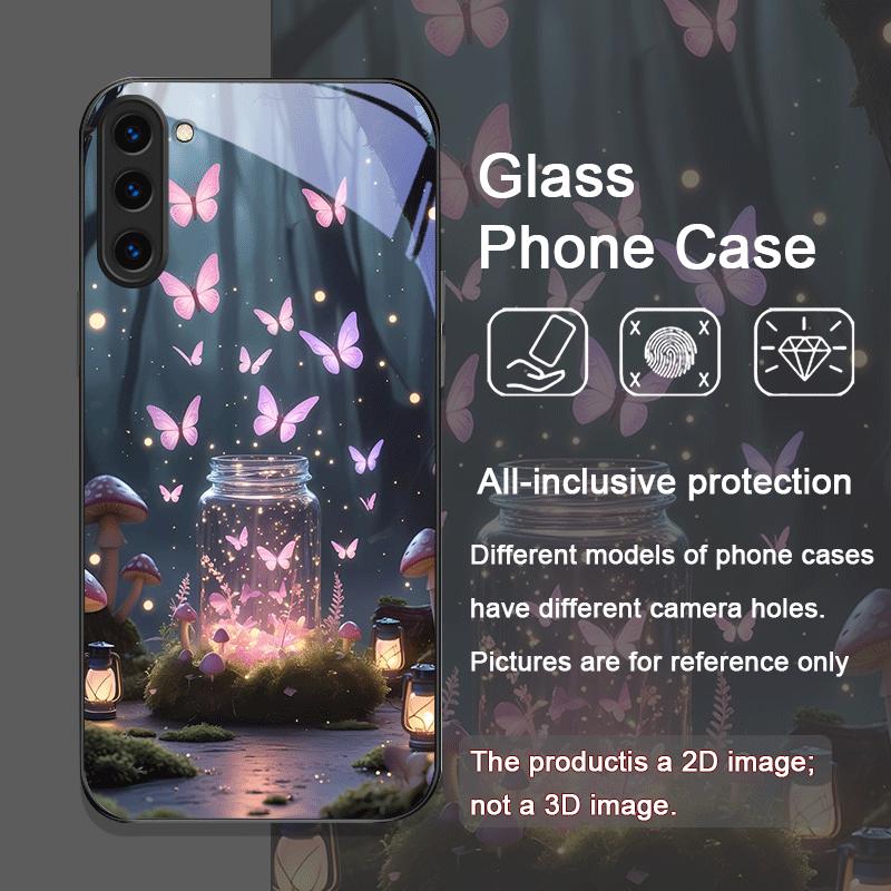 Beautiful Forest Butterfly Book Printed Tempered Glass Phone Case for Samsung Galaxy S25 Ultra S24 S23 Plus S22+ S21 S20FE Cover