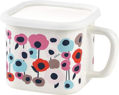 Toyoho Emaille Fluffy Flower Multi-Quadrat Topf, Weiß, Design, 1450ml, Plune. YJ-810
