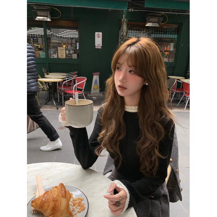 Fleece-Lined Women s Long-Sleeve Half-High Collar Tee M чёрный