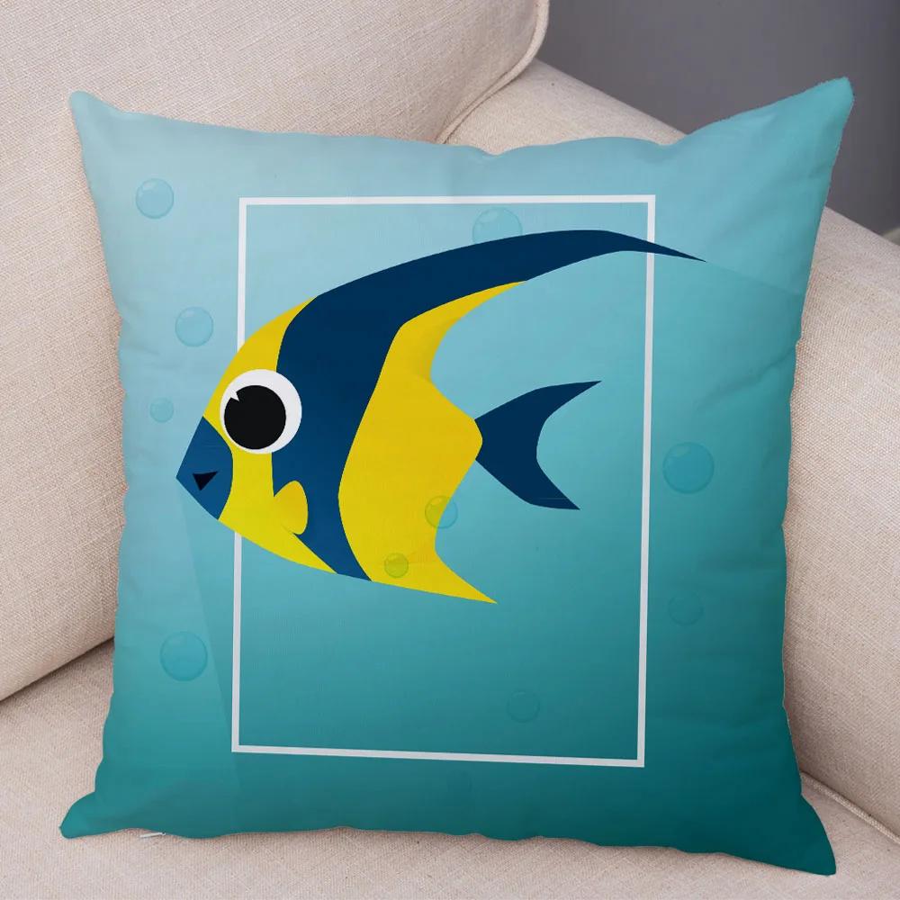 Cute Cartoon Animal Decoration Pillowcase Pig Bear Cow Shark  Sofa Room Cushion Cover Kindergarten Home