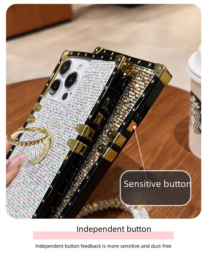 Glitzernde Halterung Silikonhülle für iPhone 16 Pro Max/15/13/12