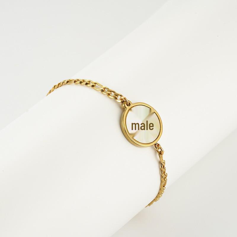 Pulsera Redonda de Acero Inoxidable 18K Europea con Letra para Mujer - Joyería de Mano Moderna y Elegante