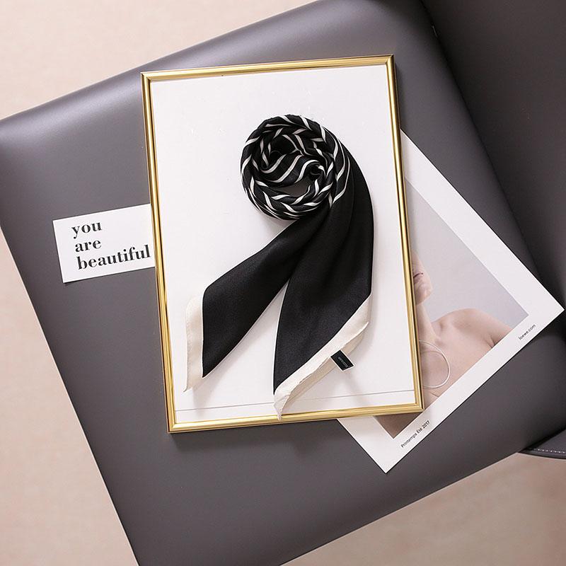 Fashionable Silk-Like Square Scarf Lightweight Stylish Versatile For Women Spring Autumn Casual Wear Neutral Colors Multi-Purpose Accessory