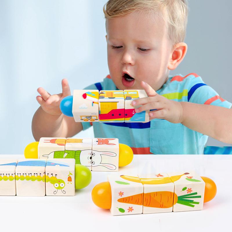 3D Wooden Rotating Puzzle Toddler Baby Educational Toys for Children Matching Game Animal Gifts Unisex Early Childhood Education