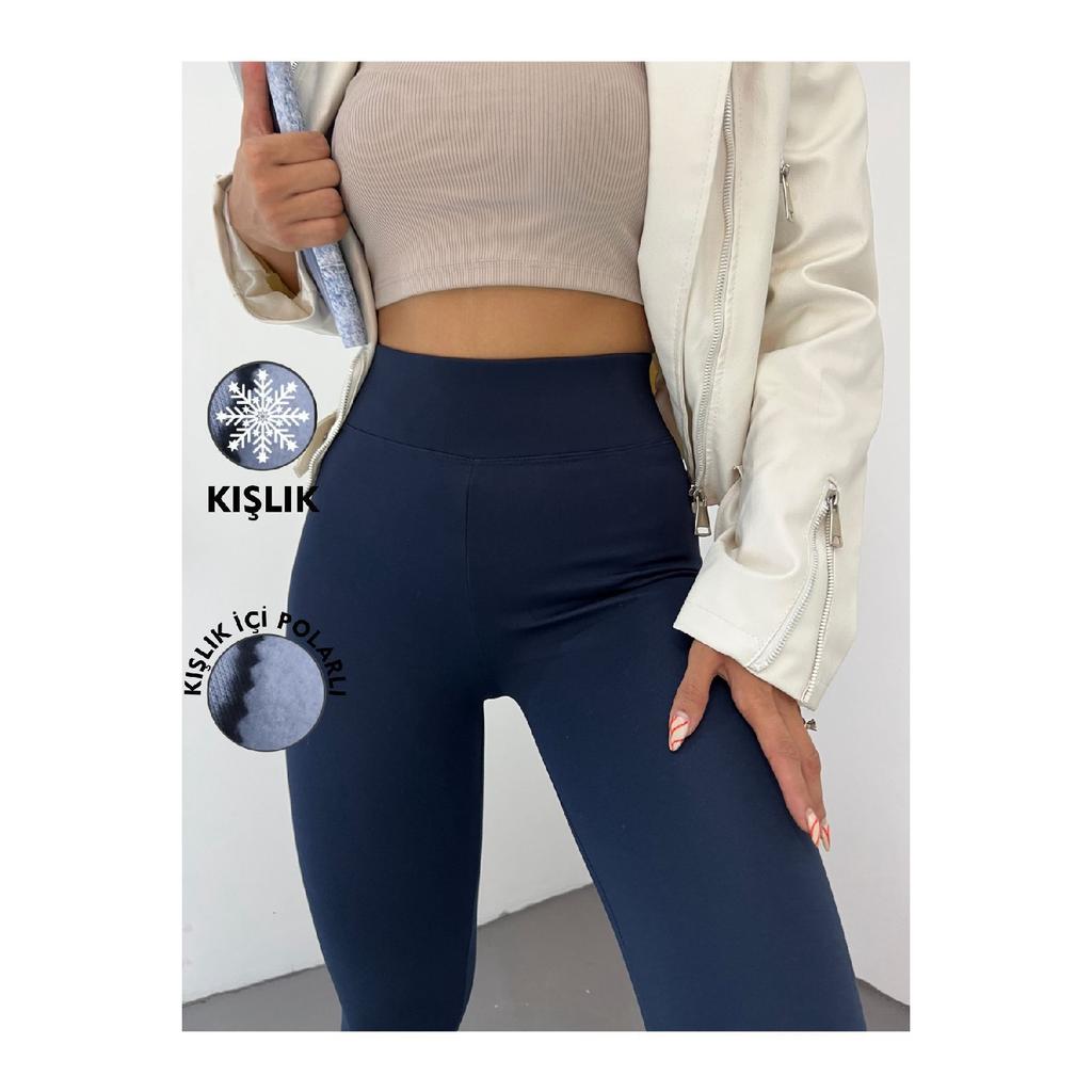 Women's Black Winter Warm High Waist Corseted Interlock Steel Knitted Tights With Fleece Inside, No Underwear