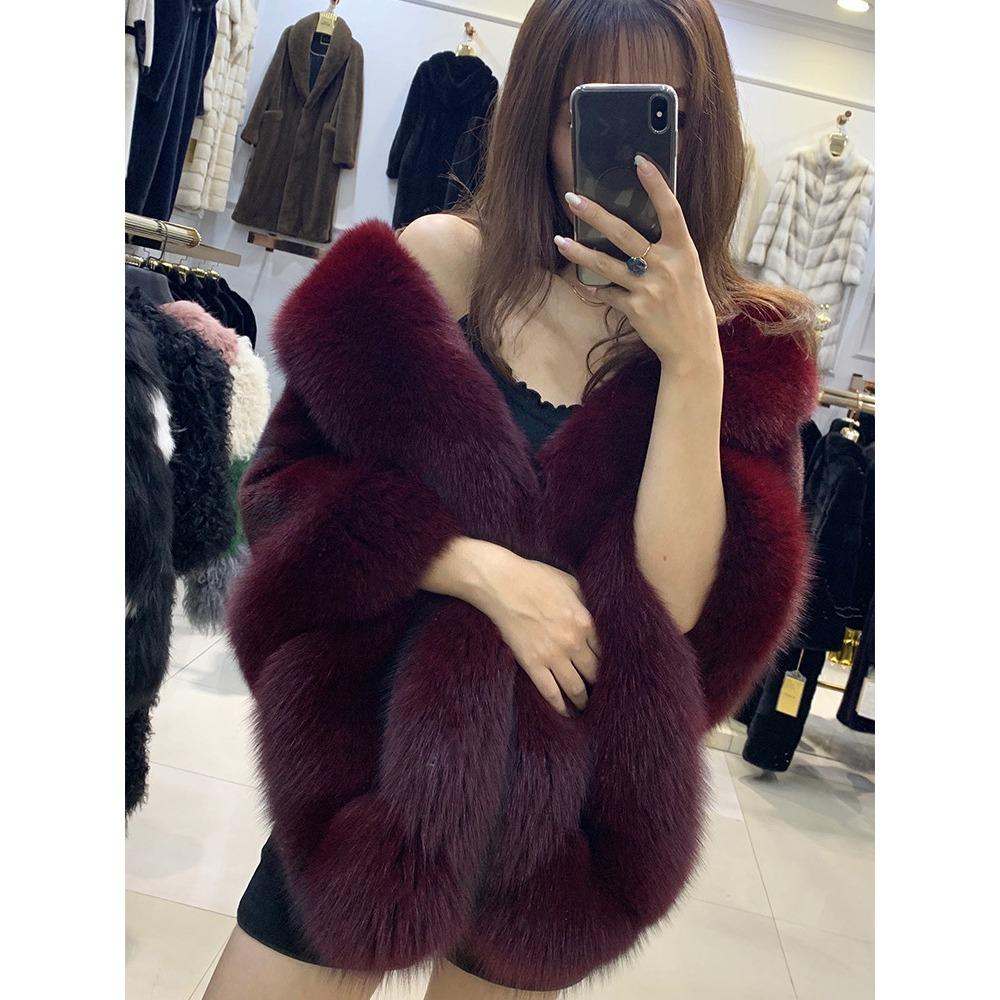 Brand New Fur Women's Shawl Cape Eco-friendly Mink Fox Fur Mink Coat
