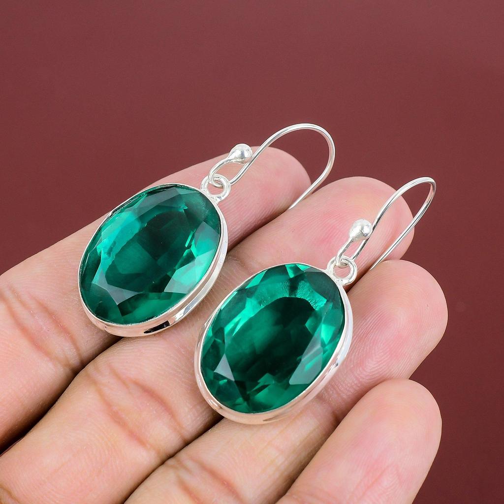 Faceted Chrome Diopside Earring Natural Gemstone Earring 925 Sterling Silver Earring Handmade Drop Earrings Gifts For Mom Birthstone Jewelry