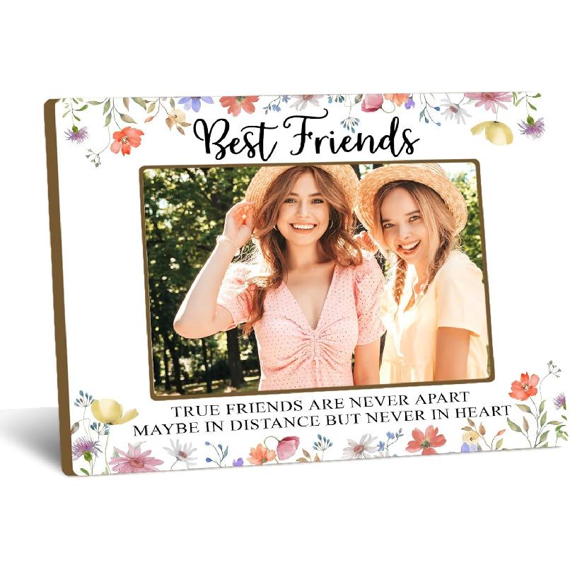 Best Friend Picture Frame, BFF & Friends Forever Gifts, Photo Frame with Wooden Stand, Home Office Table Top Display Decorations 4x6 inch