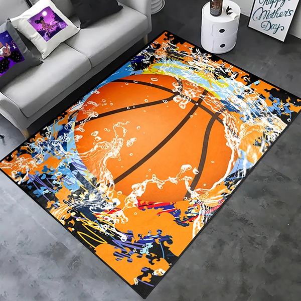 Creative Sports Area Rug Healthy ExerciseTeen Fantastic Basketball Enthusiast Carpet for Home Decor Kid Room ,Etc.