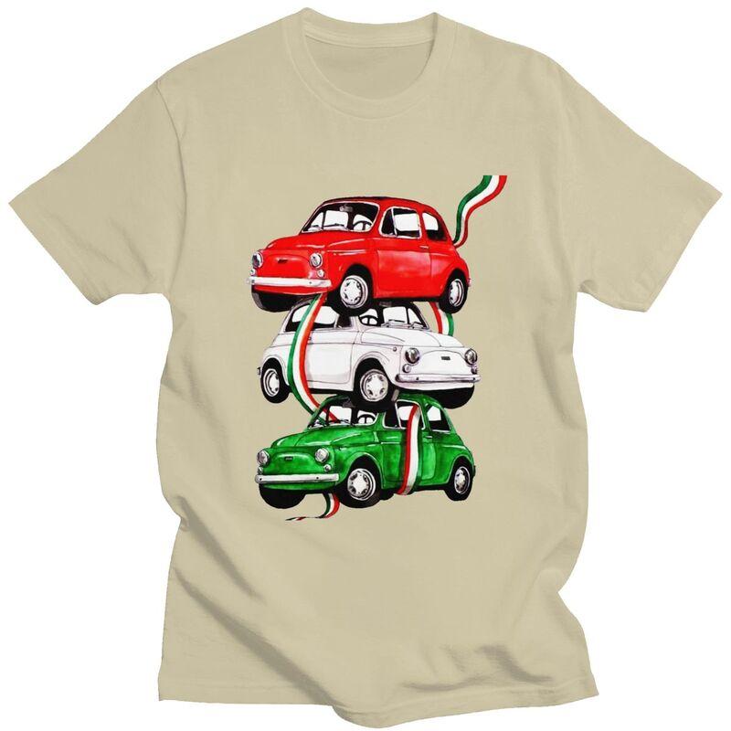 Custom Male Vintage Italy Flag Car T Shirt ShortSleeve Cotton Tshirts Tshirt Casual Italian Pride Tees Loose Fit Clothing