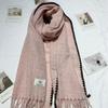 New Ins Versatile Atmosphere Solid Color Dog Tooth Edge Imitation Cashmere Scarf Thickened Large Version Scarf Shawl