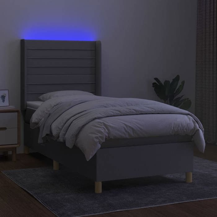 VidaXL Slat Bed Base with Mattress and LED, Upholstered Bed, Single Bed, Adult Bed for Interior Bedroom, 3138933