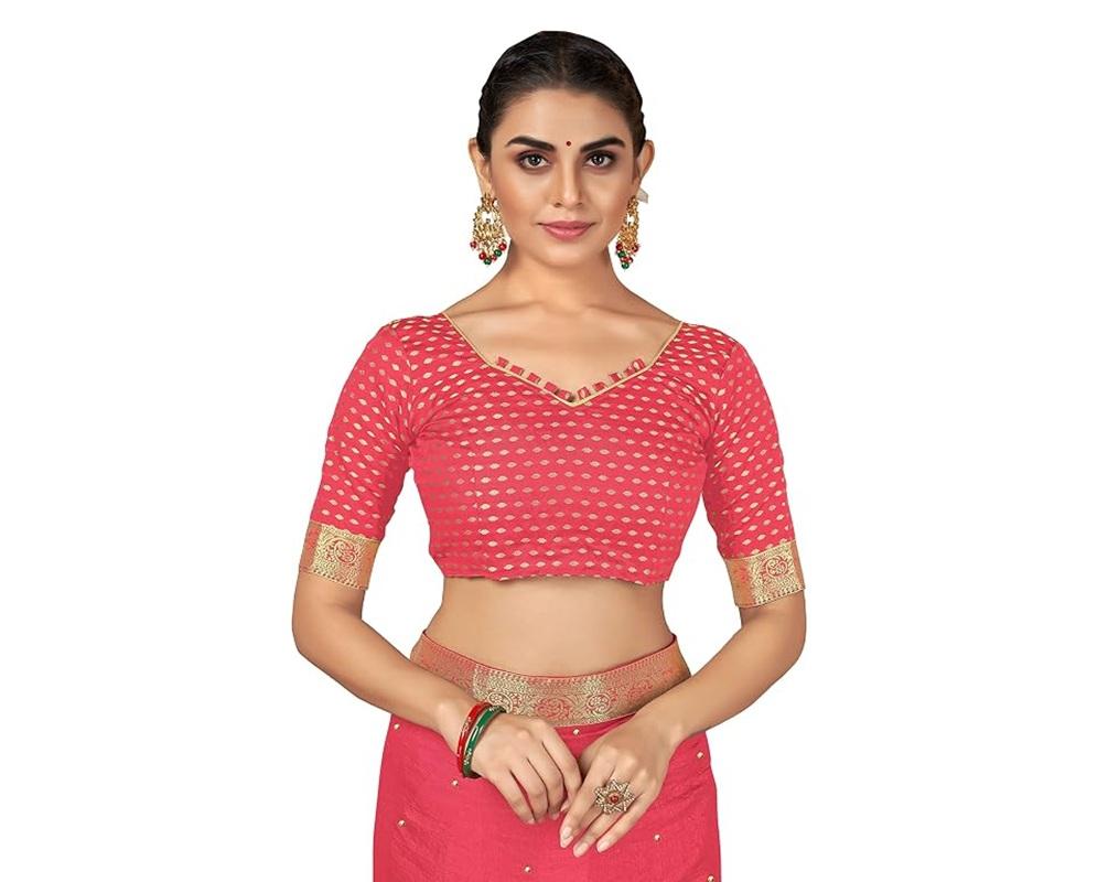 TreegoArt Mode Damen Vichitra Seide Booti Arbeit Partykleidung Saree Mit Unvernähtem Blusenteil