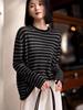 Früher Herbst Gestreifter Strick Damenpullover - Leichtigkeit Lässige Mode Langarm Oberteil