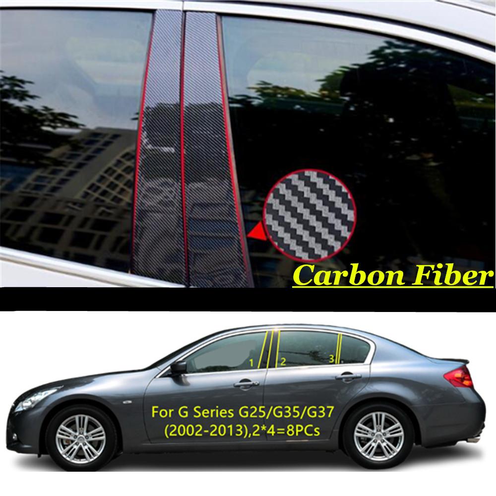 Car TPU/Glossy Mirror Pillar Post Cover For Infiniti G Series G25 G35 G37 2002 2003-2013 Door Trim Window Decorative Sticker