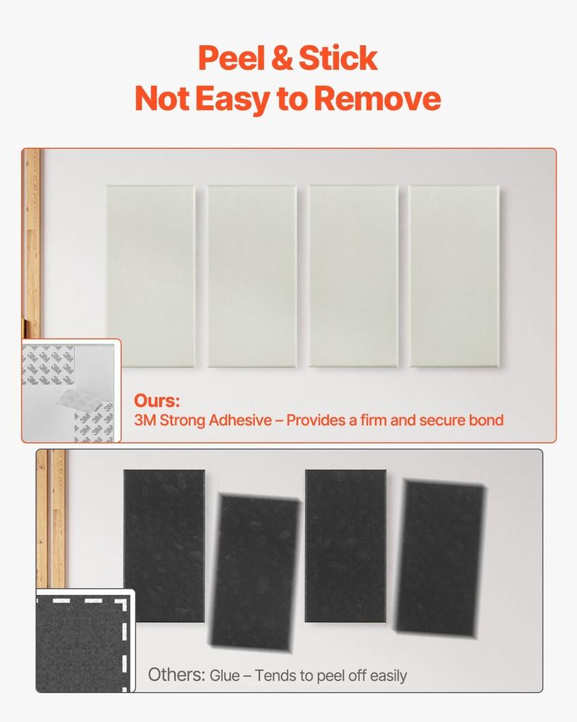 4 PCS Acoustic Wall Panels 2 In Thick 23.6 X 11.8 In Self-adhesive Beige