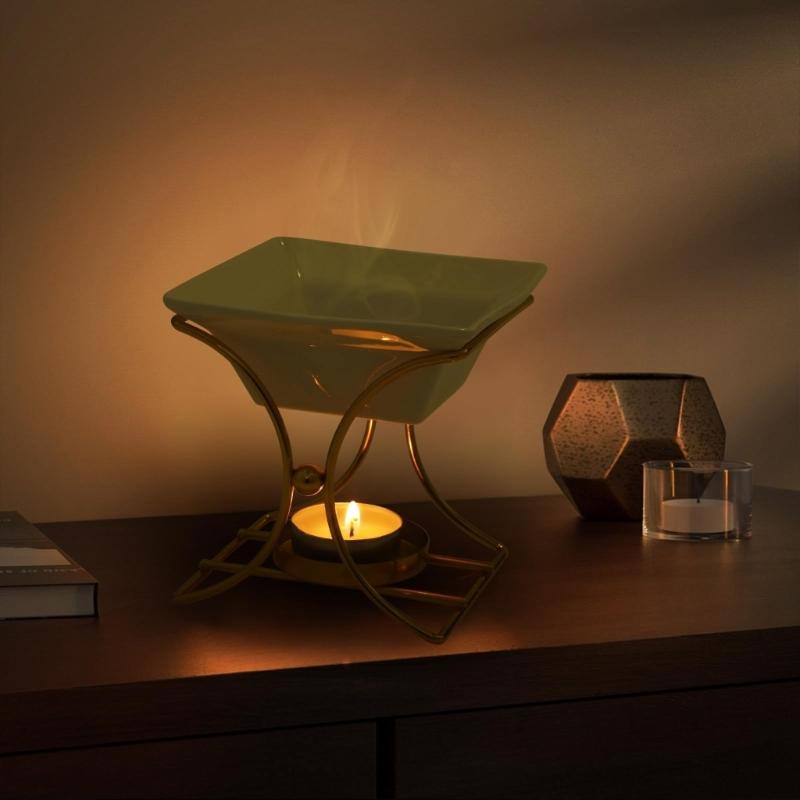 Unique X Shape Ceramic Oil Burners Oil Diffuser Candle Holder for Enhancing Home Ambiances Contemporary Homes Decors