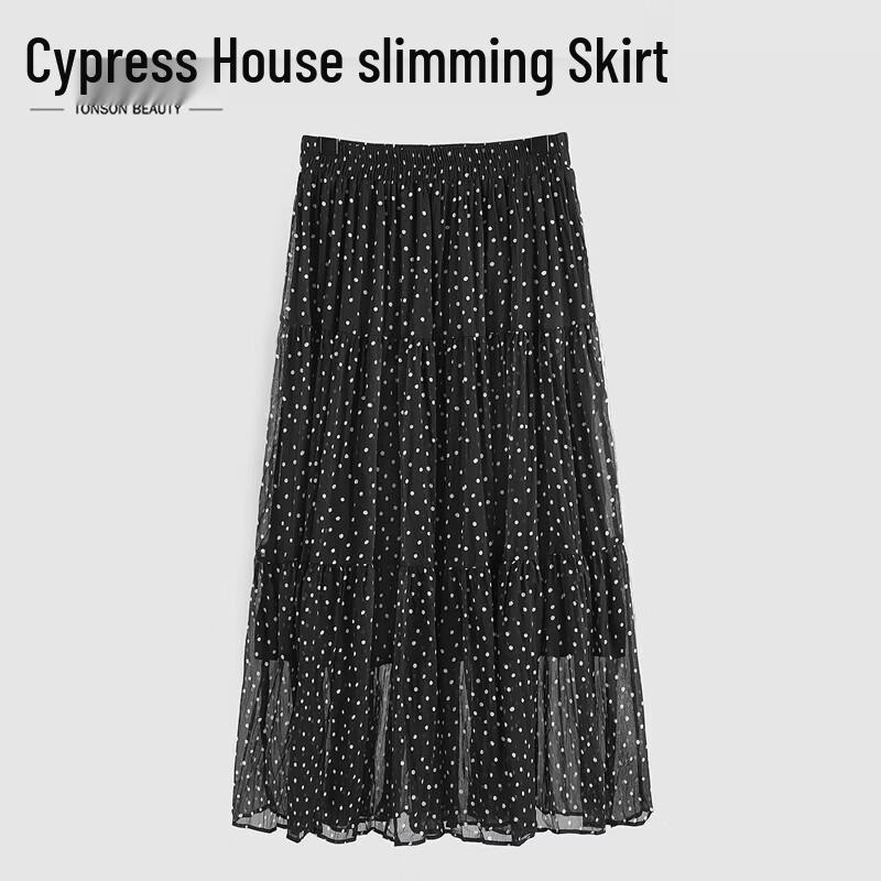 Women s High-Waisted Polka Dot Midi Skirt XL