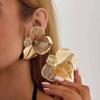 SHIXIN Creative Chic Petal Flower Stud Earrings Women Trendy Exquisite Wedding Bridal Gold Color Piercing Ear Daily Jewelry Gift