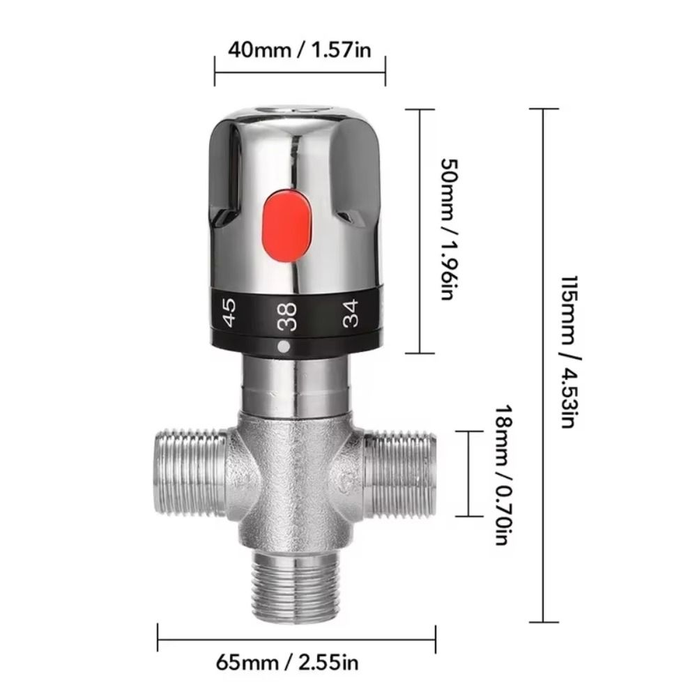 3Way Thermostatic Mixing Valve Solid Brass Temperature Control Valve Bathroom Faucet