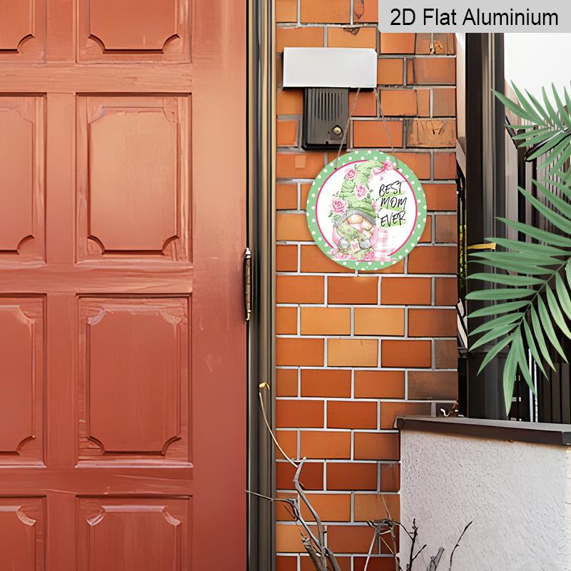 2D Flat 1pc, 8x8 in, Printed Aluminum Metal Signage, The Best Mom Decoration, Suitable for Doors, Walls, Home, Room Decoration, Farmhouse Decoration