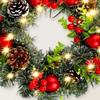 Christmas Wreath Decoration Pine Needles, Pinecones, Red Berries Door Hanging Holiday Atmosphere Decorative Accent