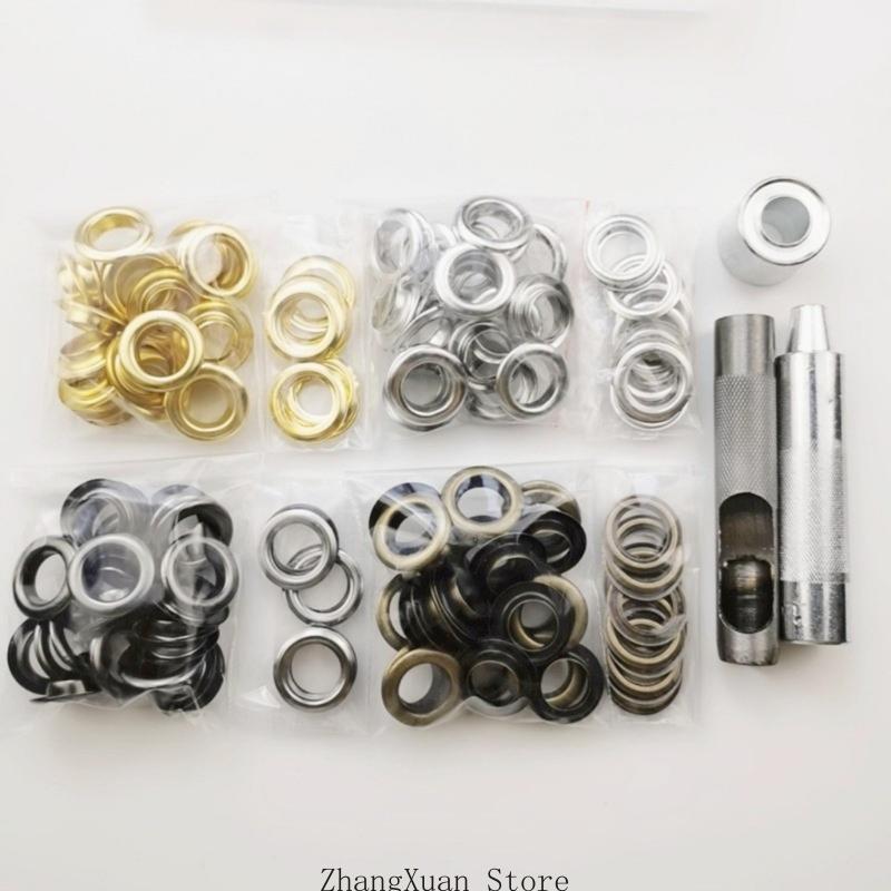 Grommets Eyelets Kits Tool Metal Grommet Kits Install Tool with Storage Box 3XUF