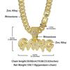 Herren Iced Out Blasenbuchstaben GANG Anhänger Zinklegierung Kristall & Strass Cuban Chain Trendiger Party Streetwear Schmuck