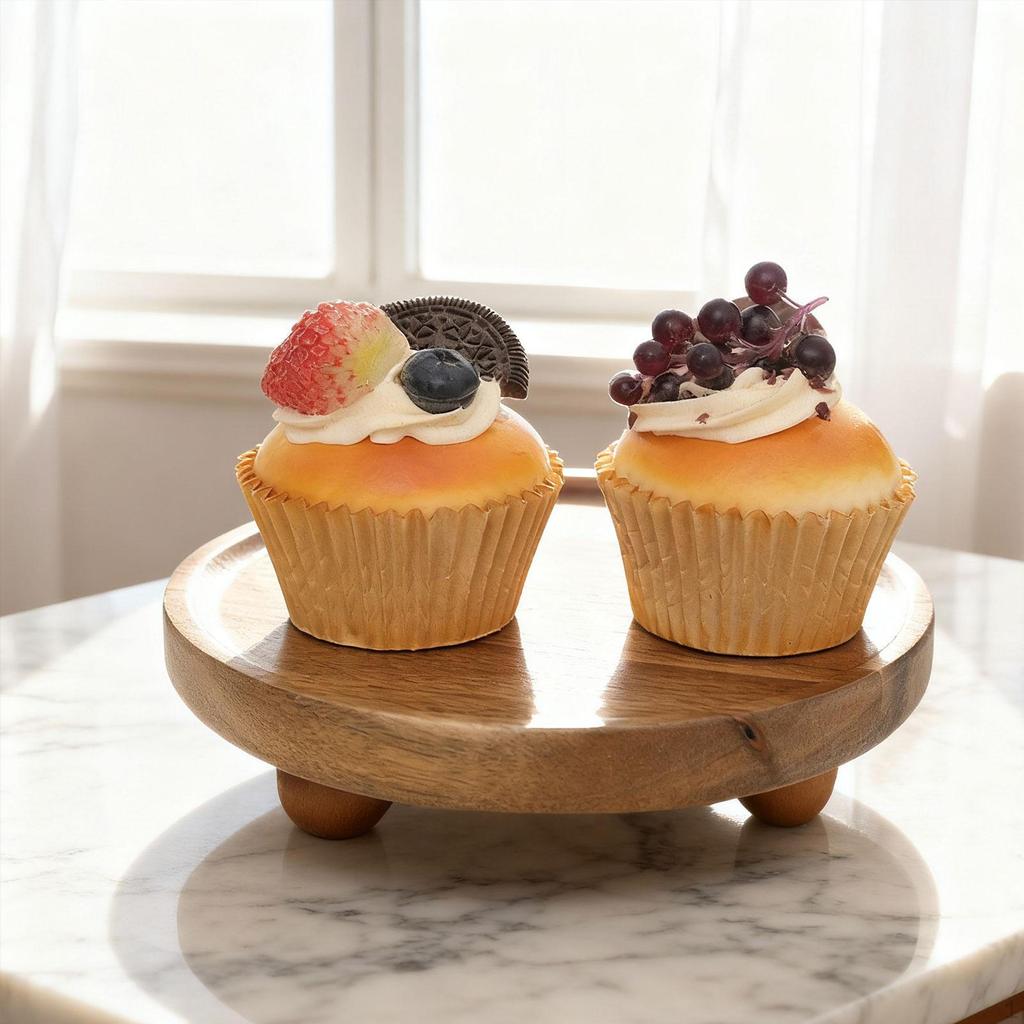 Wood Pedestal Riser Decorative Tray Candle Stand for Kitchen Vanity Home