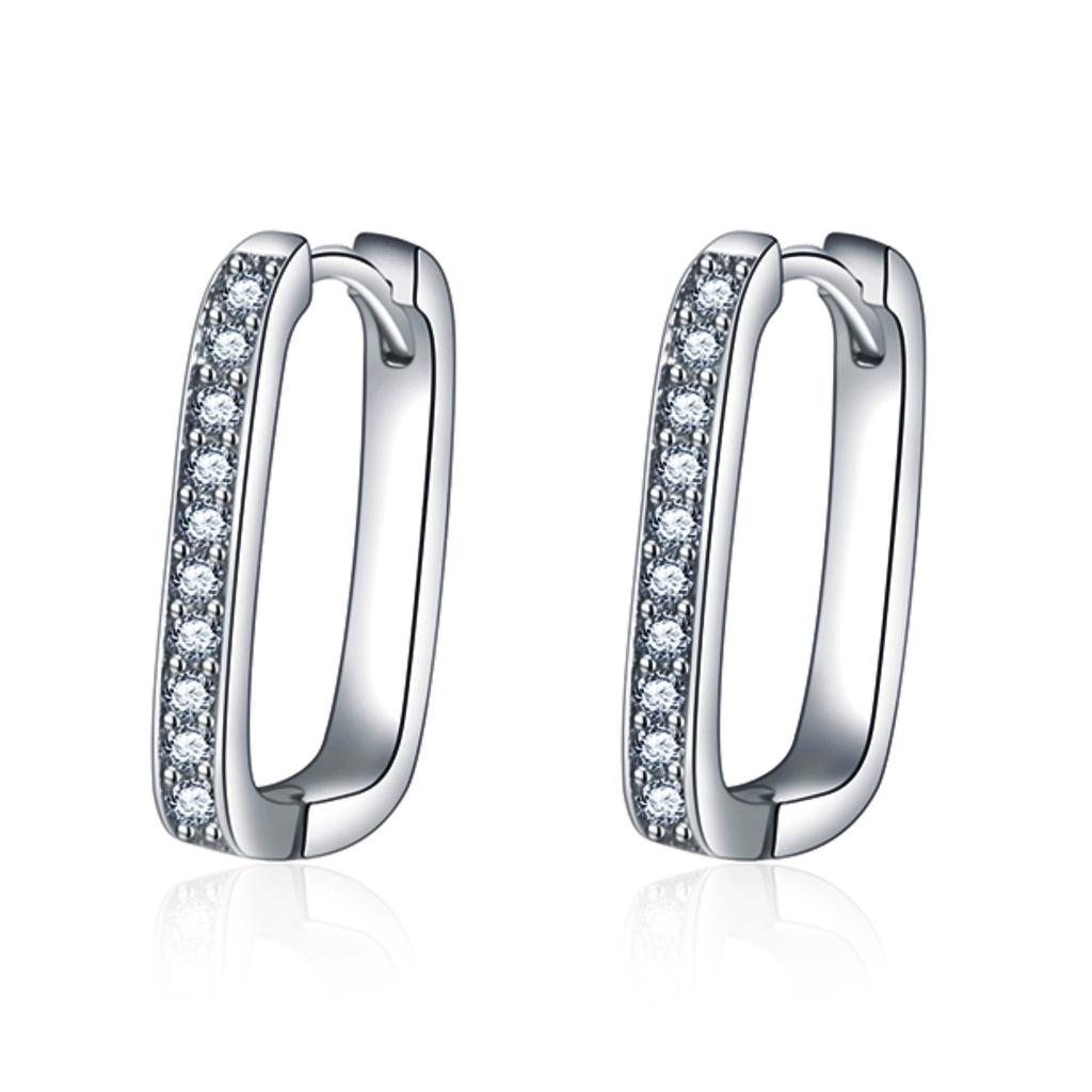 925 Sterling Silver Simple Personality U-Stripe Hoop Earrings for Women Girls Fashion Earrings Jewelry Gifts