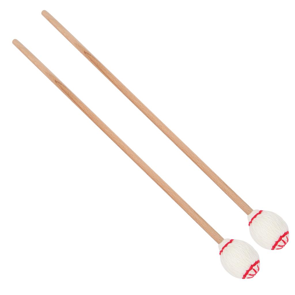 1 Pair Marimba Mallets Portable Maple Handle Wool Ball Sticks Percussion Playing AccessoriesWhite Ball