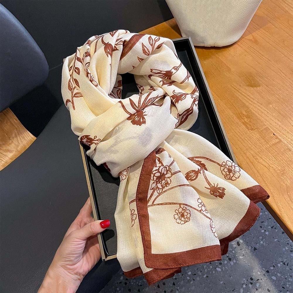 Breathable Women Floral Scarf Long Sunscreen Headscarf Neck Decoration Thin Large Shawl  Girls