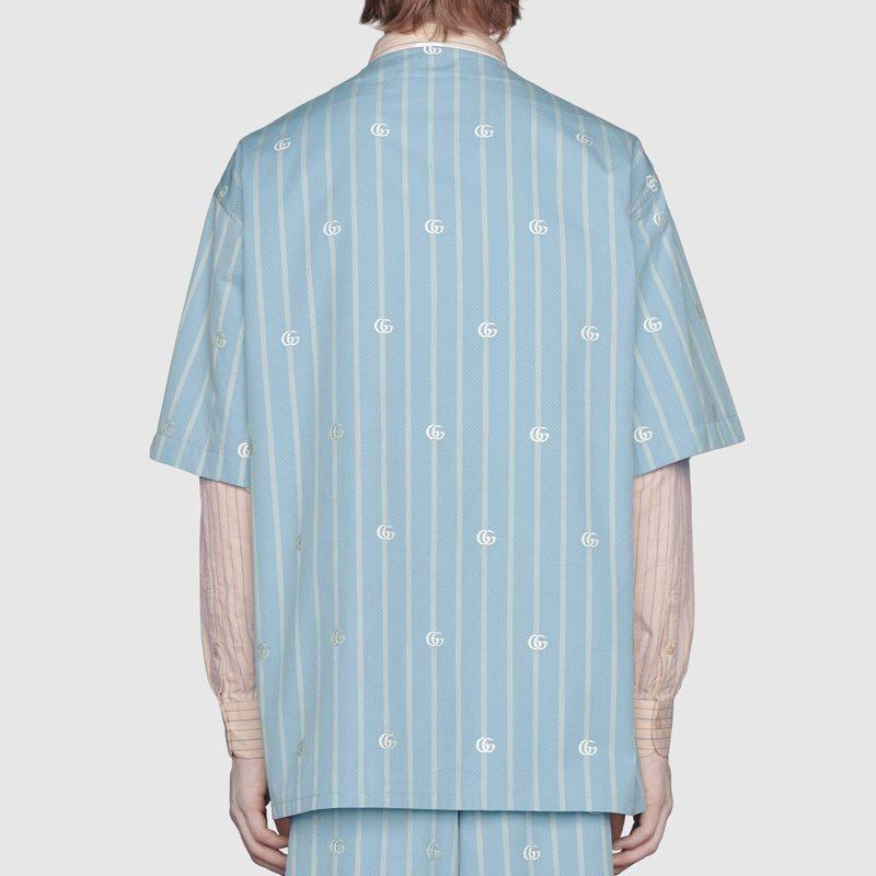 Gucci Shirts Men's Blue V Neck Moderate Other 618919-ZAEQH-4234