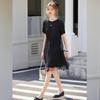 Women's Glitter Mesh Patchwork T-Shirt Dress