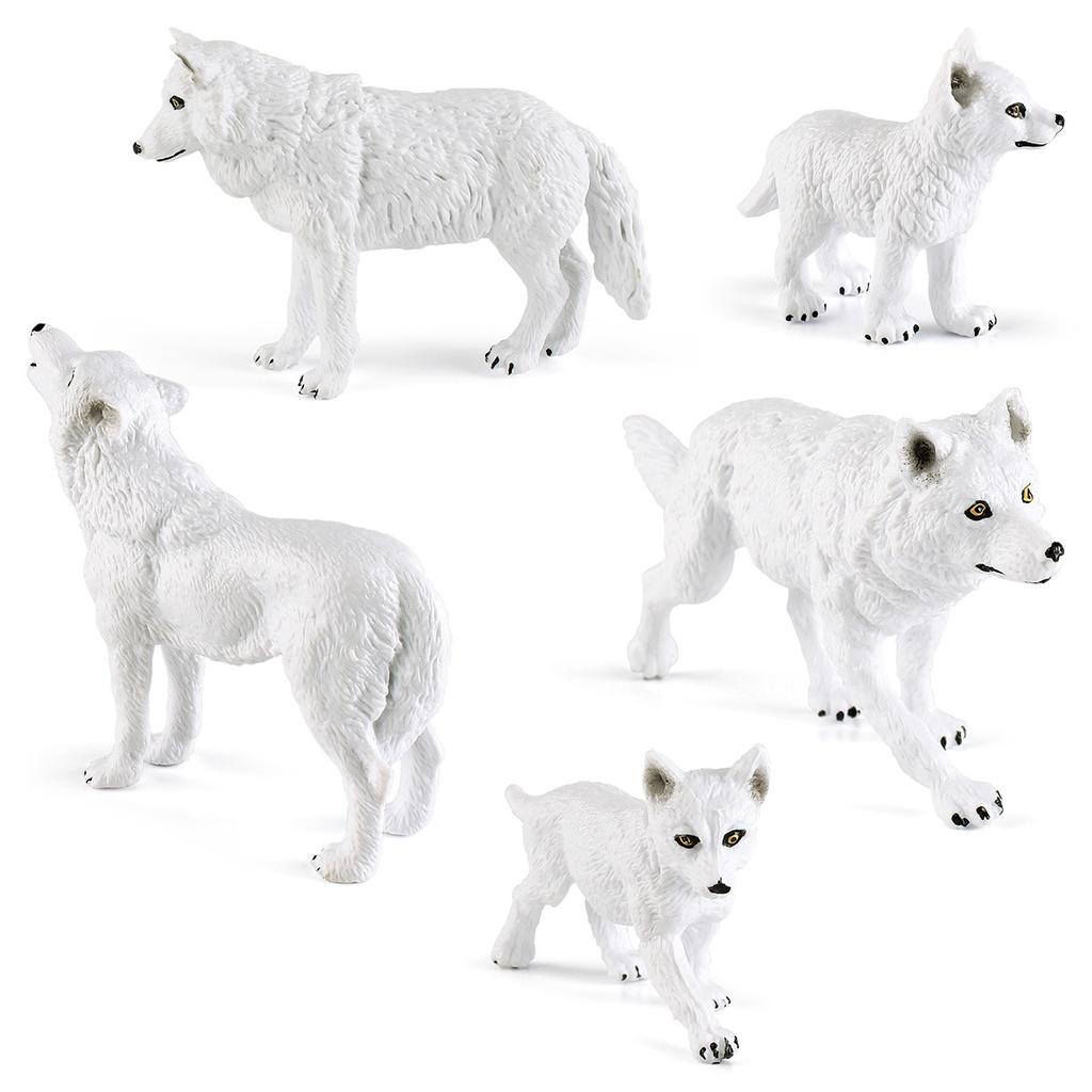 Simulation Static Forest Animal White Wolf Model Wolf Cub Arctic Wolf Growling Wolf Static Ornament Set Toy