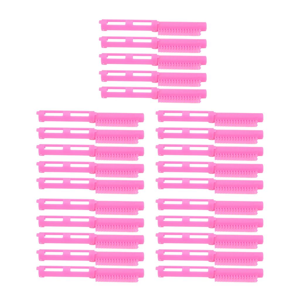 25pcs Hair Perm Rods Hollow Out Smoothing Teeth Hair Styling Curling Rod Set for Salon Barber Pink