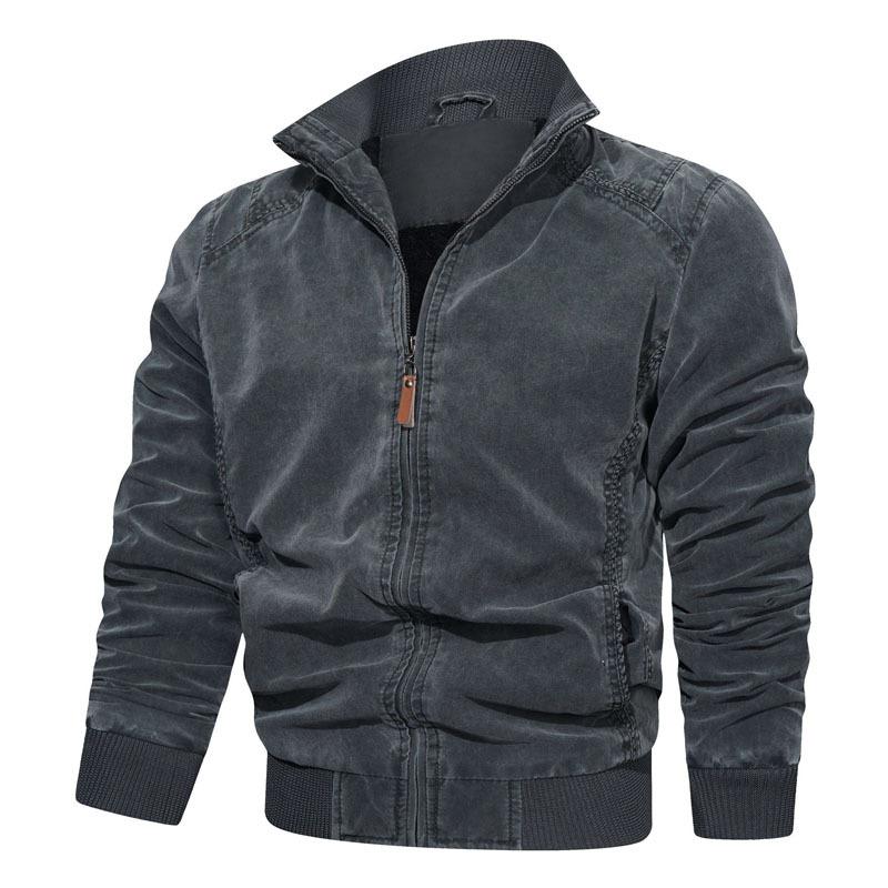 Cotton Washed Retro Men's Autumn Jacket Casual Loose Cover Men's Stand-up Collar Men's Clothing