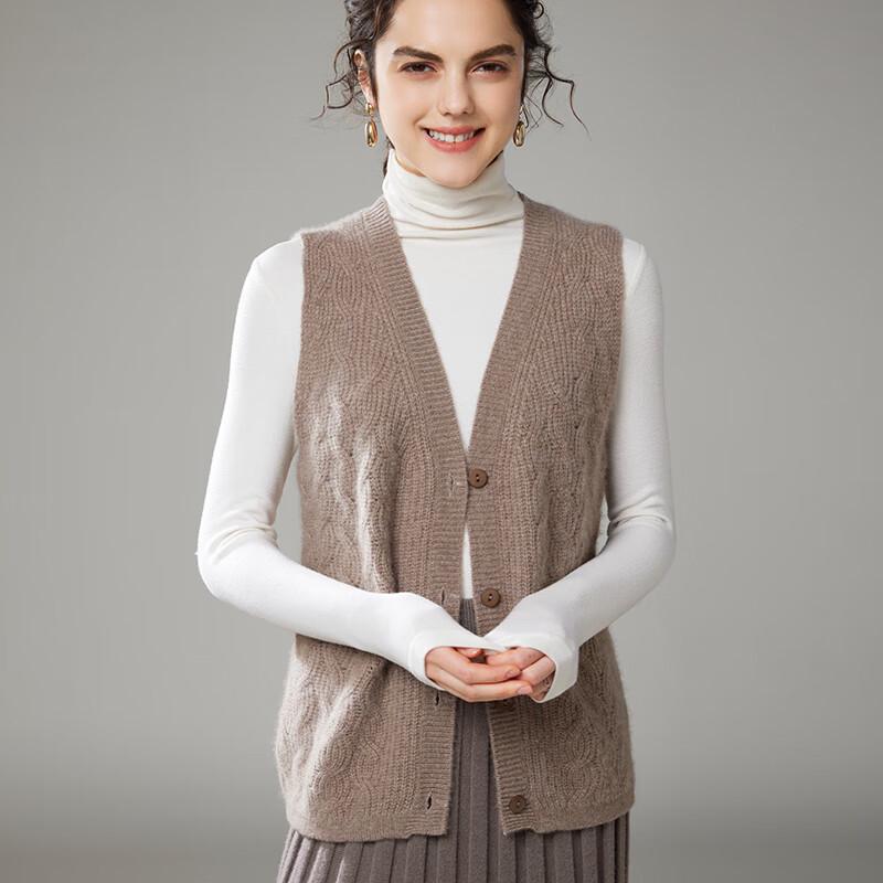Fanzhen Women's Sleeveless V-Neck Cashmere Blend Cardigan Vest