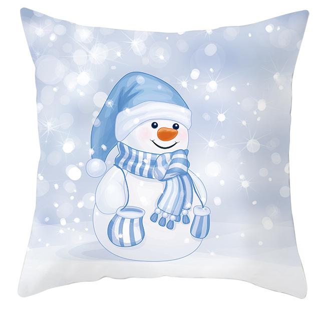 New Blue Snowflake Pillow Cover Winter Christmas Snowman Cushion Cover