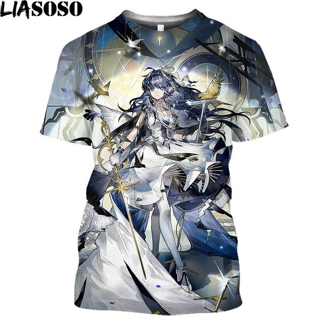 Arknights Vintage T Shirt Men Anime Cosplay Arknights Graphic Tee Casual O-Neck Kawaii Clothes Summer Short Sleeve Plus Size Tops